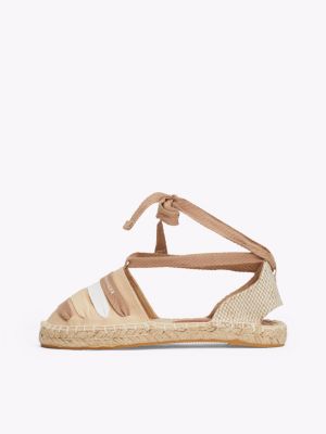 beige espadrille aus canvas mit mehreren riemen für mädchen - tommy hilfiger