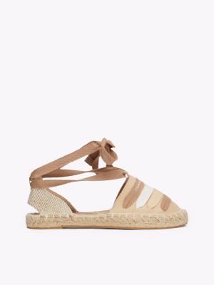 espadrillas in tela con fascette beige da bambine tommy hilfiger