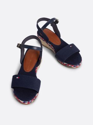 sandales en toile à talon compensé et corde bleu pour filles tommy hilfiger