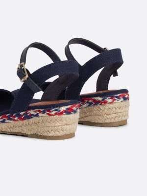 blue signature rope canvas wedge sandals for girls tommy hilfiger