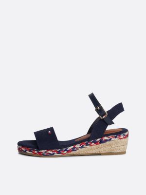 sandales en toile à talon compensé et corde bleu pour filles tommy hilfiger