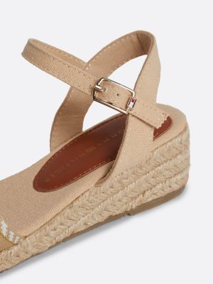 beige logo canvas rope wedge sandals for girls tommy hilfiger