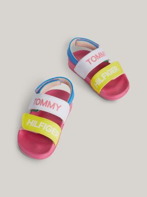 Colour Blocked Logo Hook And Loop Sandals