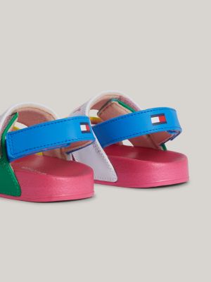 sandales colour-block à scratch et logo plusieurs couleurs pour filles tommy hilfiger