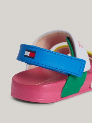 sandales colour-block à scratch et logo plusieurs couleurs pour filles tommy hilfiger