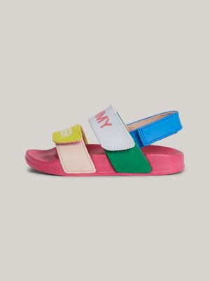 sandales colour-block à scratch et logo plusieurs couleurs pour filles tommy hilfiger