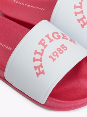 wit badslipper met gebogen logoprint voor meisjes - tommy hilfiger