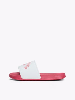 wit badslipper met gebogen logoprint voor meisjes - tommy hilfiger