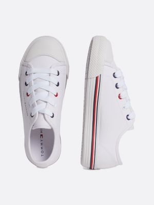 white sneaker mit zwischensohle in tommy-farben für unisex kinder - tommy hilfiger