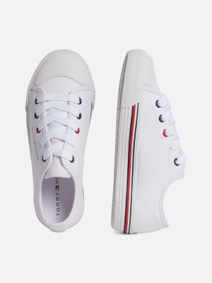 wit sneaker met signature-logo op de tussenzool voor kinderen unisex - tommy hilfiger