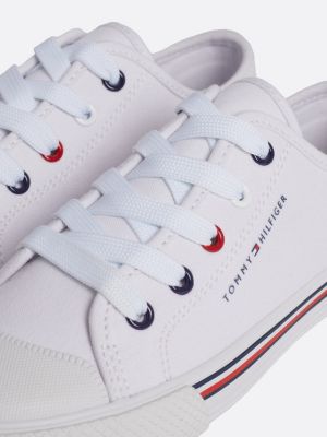 wit sneaker met signature-logo op de tussenzool voor kinderen unisex - tommy hilfiger