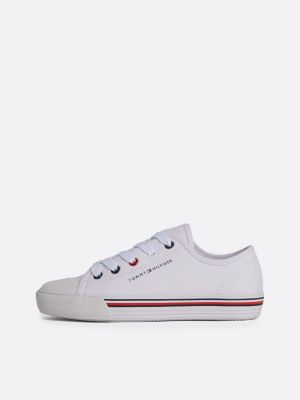 wit sneaker met signature-logo op de tussenzool voor kinderen unisex - tommy hilfiger