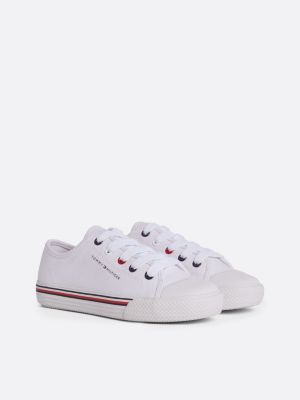 white sneaker met signature-logo op de tussenzool voor kinderen unisex - tommy hilfiger