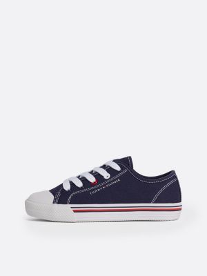 baskets à détail emblématique sur la semelle bleu pour enfant unisexe tommy hilfiger