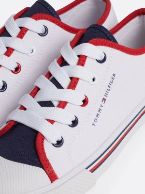 weiß canvas-sneaker in color block für unisex kinder - tommy hilfiger