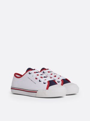 white colour-blocked canvas sneaker voor kinderen unisex - tommy hilfiger