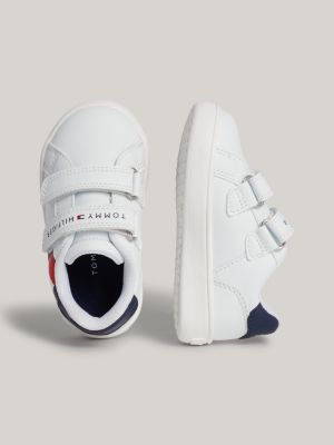 zapatillas con tiras adherentes y logo blanco de niños tommy hilfiger