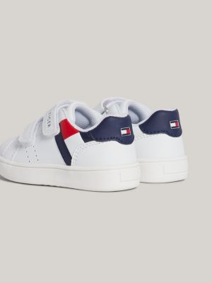 zapatillas con tiras adherentes y logo blanco de niños tommy hilfiger