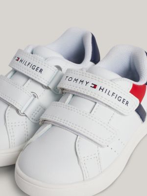 zapatillas con tiras adherentes y logo blanco de niños tommy hilfiger