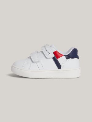 zapatillas con tiras adherentes y logo blanco de niños tommy hilfiger