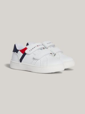 zapatillas con tiras adherentes y logo white de niños tommy hilfiger