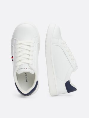 white lace-up sneaker mit logo für unisex kinder - tommy hilfiger