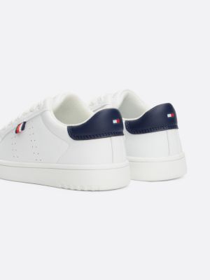 white logo lace-up trainers for kids unisex tommy hilfiger