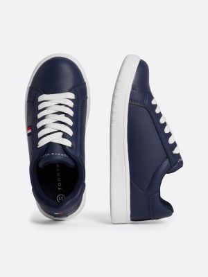 sneakers stringate con branding blu da unisex bambino tommy hilfiger