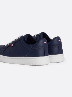 blue logo lace-up trainers for kids unisex tommy hilfiger