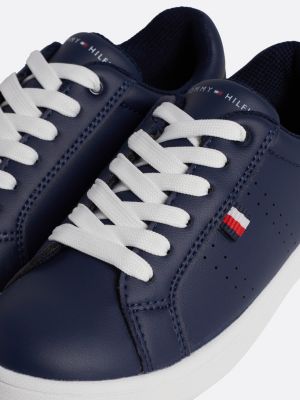 sneakers stringate con branding blu da unisex bambino tommy hilfiger