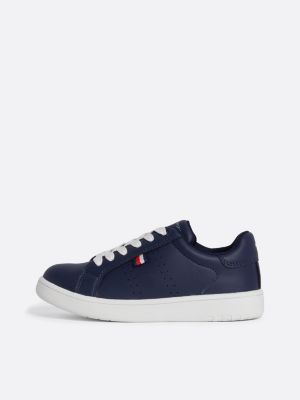 blue logo lace-up trainers for kids unisex tommy hilfiger