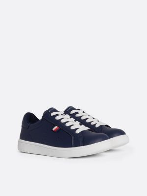 blue logo lace-up trainers for kids unisex tommy hilfiger