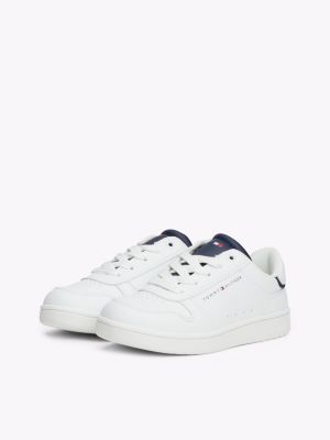 sneakers stringate con logo bianco da unisex bambino tommy hilfiger