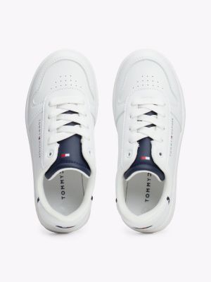 sneakers stringate con logo bianco da unisex bambino tommy hilfiger