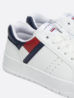 sneakers con suola spessa e bandiera bianco da unisex bambino tommy hilfiger