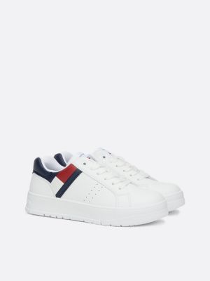 sneakers con suola spessa e bandiera white da unisex bambino tommy hilfiger