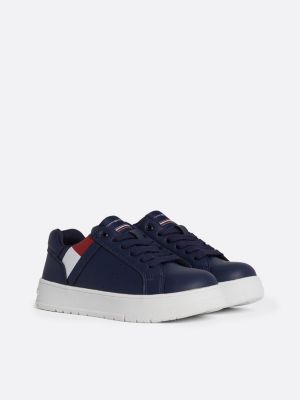 blue sneaker met chunky zool en vlag voor kinderen unisex - tommy hilfiger