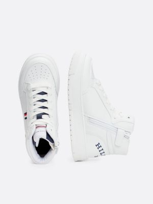 white logo high-top chunky trainers for kids unisex tommy hilfiger