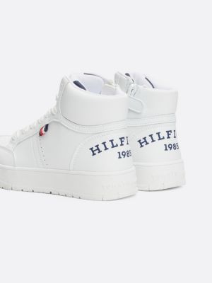 white logo high-top chunky trainers for kids unisex tommy hilfiger