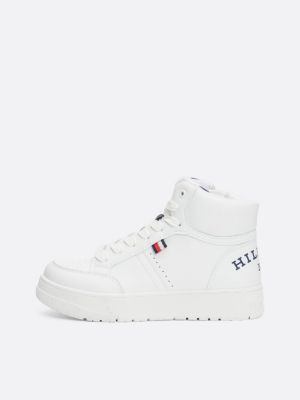 white logo high-top chunky trainers for kids unisex tommy hilfiger