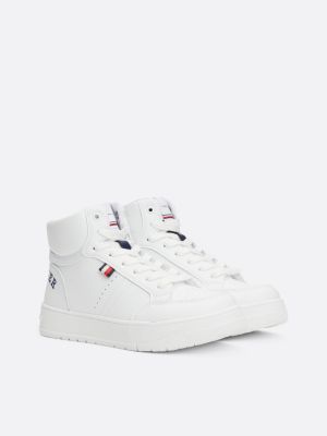 sneakers alte con logo e suola spessa white da unisex bambino tommy hilfiger