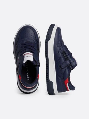 sneakers con dettagli a contrasto e suola spessa blu da unisex bambino tommy hilfiger