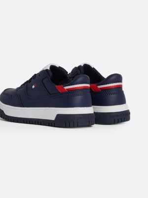 sneakers con dettagli a contrasto e suola spessa blu da unisex bambino tommy hilfiger