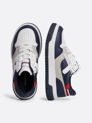 zapatillas de cordones con diseño color block blanco de unisex infantil tommy hilfiger