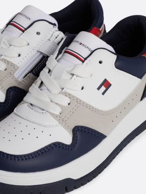 zapatillas de cordones con diseño color block blanco de unisex infantil tommy hilfiger