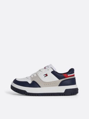 zapatillas de cordones con diseño color block blanco de unisex infantil tommy hilfiger