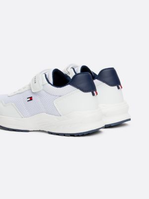 wit vetersneaker met klittenband en logo voor kinderen unisex - tommy hilfiger