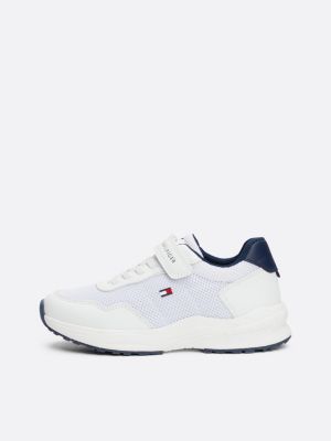 wit vetersneaker met klittenband en logo voor kinderen unisex - tommy hilfiger