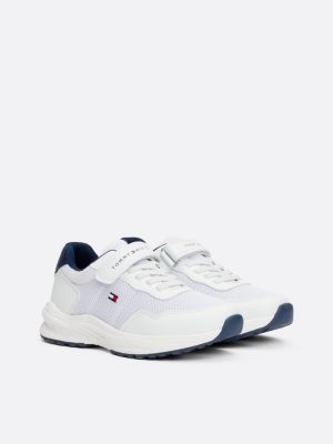 sneakers stringate con chiusura a strappo white da unisex bambino tommy hilfiger