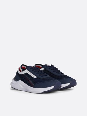 blue signature tape mesh lace-up trainers for boys tommy hilfiger